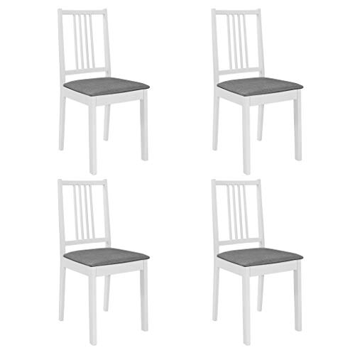 MOONAIRY Esszimmerstühle mit Polstern 4 STK Küchenstühle, Esstisch Stuhl, Schminksessel, Wohnzimmerstuhl, Stühle Set, Weiß Massivholz von MOONAIRY
