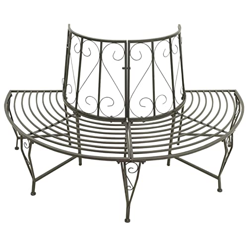 MOONAIRY Garten-Baumbank, Gartenbänke, Sitzbank Outdoor, Parkbank, Garten Bank Für Draussen, Outdoor Deko Wetterfest, Halbrund 160 cm Stahl von MOONAIRY
