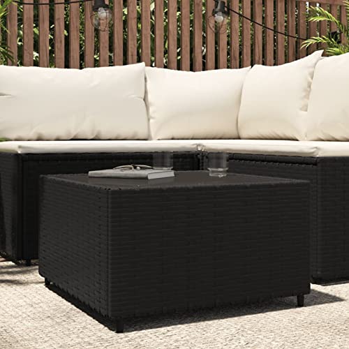 MOONAIRY Garten-Couchtisch, Balkontisch, Terrassen Tisch, Terrassentisch, Esstisch Garten, Gartentisch, Gartenesstisch, Gartenmöbel, Quadratisch Schwarz 50x50x30 cm Poly Rattan von MOONAIRY