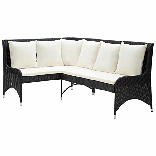 MOONAIRY Garten-Ecksofa 2-TLG Lounge Sofa Outdoor, Garten Loungemöbel, Gartensofa, Gartenlounge, Balkon Set Möbel, Poly Rattan Schwarz von MOONAIRY