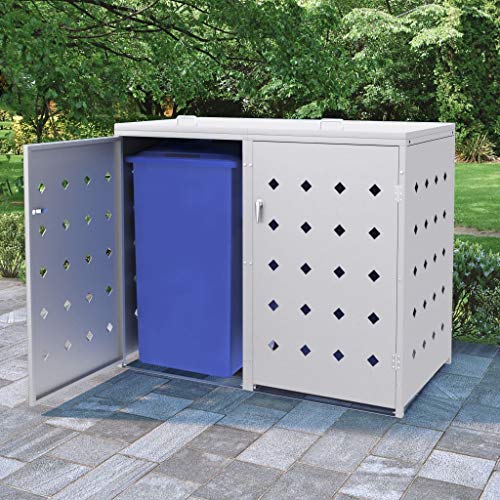 MOONAIRY Mülltonnenbox für 2 Tonnen 240 L, Müllbox, Mülltonnen Box, Mülltonnenverkleidung, Mülltonne, Edelstahl von MOONAIRY