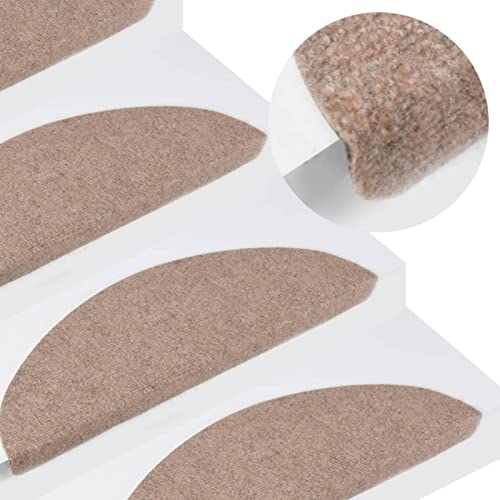 MOONAIRY Stufenmatten Selbstklebend 15 STK Treppenmatten, Treppenstufen Matten, Teppich Treppenstufen, Treppenteppich, Treppenauflagen Teppich, 56x20 cm Beige von MOONAIRY