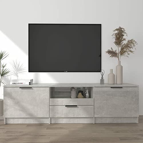 MOONAIRY TV-Schrank, TV Lowboard, TV Board, Fernsehtisch, Fernsehschrank, Wohnzimmer, TV Tisch, Fernseher Tisch, Fernsehkommode, Betongrau 140x35x40 cm Holzwerkstoff von MOONAIRY