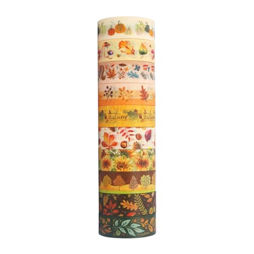 10 Rollen Herbst Herbst Papierband Dekoratives Klebeband Scrapbooking Klebeband Papierklebeband Set Hand Konto Aufkleber von MOONDAME