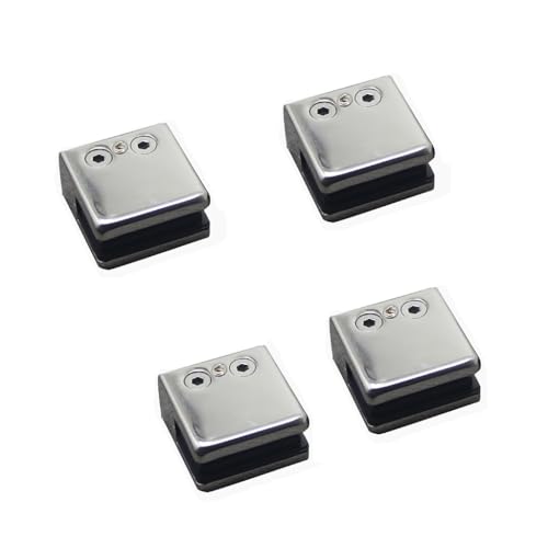 4 Stück Edelstahl quadratische Klemmhalter Glashalterung Clip für Badezimmer Büro Glasregal Handläufe Zubehör von MOONDAME