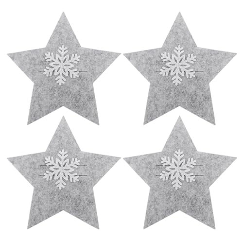 4 Stück Weihnachts Besteckhalter Taschengeschirr Sternform Taschenbestecktasche Messer Gabel Bestecktaschen von MOONDAME