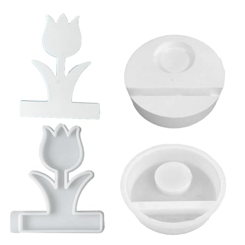 MOONDAME Kerzenständer Harze Formen Blume Kerzenhalter Silikonformen Gussteile Formen für Tisch Home Dekorationen von MOONDAME