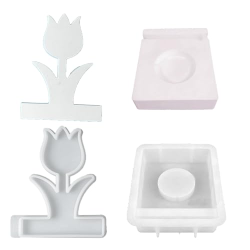 MOONDAME Kerzenständer Harze Formen Blume Kerzenhalter Silikonformen Gussteile Formen für Tisch Home Dekorationen von MOONDAME