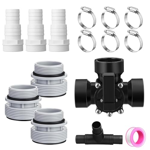 MOONDAME Poolfilterschlauchadapter-Set, 3-Wege-Umstellventile, Dichtungsringe und Schlauchschellen, geeignet für effiziente Wasserdurchflusskontrolle MOONDAME Poolfilterschlauchadapter-Set, 3-Wege-Umstellventile, Dichtungsringe und Schlauchschellen, geeignet für effiziente Wasserdurchflusskontrolle von MOONDAME
