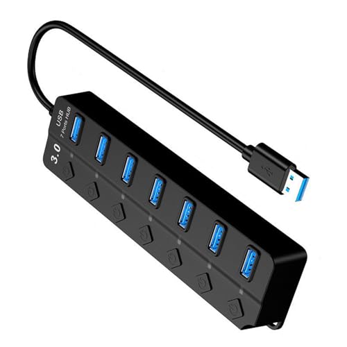 MOONDAME Schneller USB3.0-Adapter Splitter Mit 7 Ports Separaten Stromsteuerungen Für Computer Und Festplatten Weit Verbreitet von MOONDAME