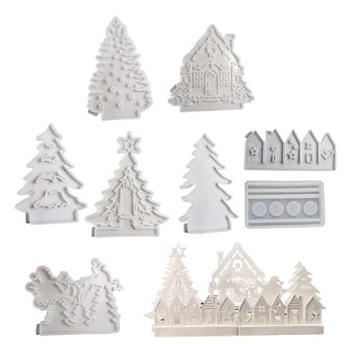 MOONDAME Weihnachts-Silikon-Kerzenständer-Formen, 4 Mulden, Bodenformen für Epoxidharzhalter, Teelichthalter, 8 Stück von MOONDAME