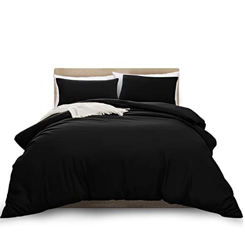 MOONLIGHT20015 Bettwäsche-Set für Einzelbett, Schwarz, einfarbig, weich, Bettbezug-Set mit 1 passenden Kissenbezug von MOONLIGHT20015