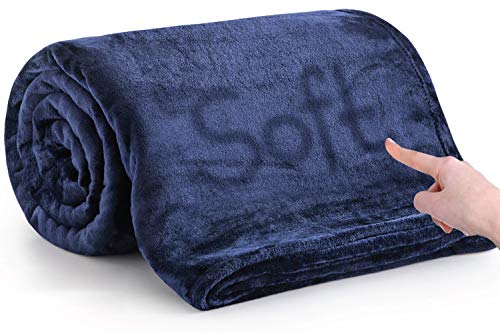 MOONLIGHT20015 Fleecedecke Überwürfe für Sofa - 400 GSM Navy Decken Sofa Bett Überwurf atmungsaktiv, kuschelig, Flauschig & Warm (Navy, Double (150 x 200 cm)) von MOONLIGHT20015