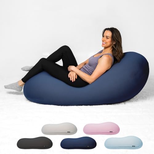 Moon Pod – Marineblau | Ultraleichter Premium-Sitzsack, Lounge-Möbel, hochdichte Perlen, maschinenwaschbarer Stretchbezug, überarbeiteter Sitzsack-Stuhl, ergonomische Unterstützung, schwimmähnliches von MOONPOD