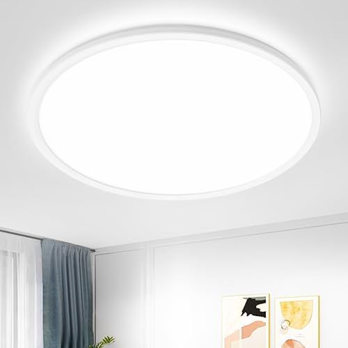 MOONSEA 36W Deckenlampe LED Deckenleuchte Flach, Ultra Dünn Deckenlampe Badezimmer Rund 5000K, Weiß LED Panel Deckenleuchte für Wohnzimmer Schlafzimmer Badezimmer Küche, Ø40cm von MOONSEA