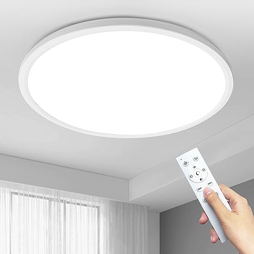 MOONSEA 36W LED Deckenleuchte Flach Dimmbar mit Fernbedienung, Ultra Dünn Deckenlampe Rund, 3000-6500K Ø40cm, Weiß Deckenleuchte Flach für Wohnzimmer Schlafzimmer Kinderzimmer Badezimmer von MOONSEA