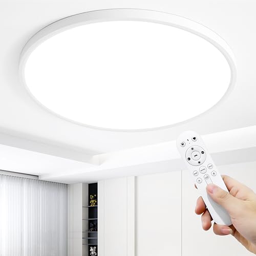 MOONSEA 48W LED Deckenleuchte Flach Dimmbar mit Fernbedienung, Ultra Dünn Deckenlampe Wohnzimmer, 3000-6000K Ø50cm, Deckenleuchte Dimmbar für Wohnzimmer Schlafzimmer Kinderzimmer Büro, Weiß MOONSEA 48W LED Deckenleuchte Flach Dimmbar mit Fernbedienung, Ultra Dünn Deckenlampe Wohnzimmer, 3000-6000K Ø50cm, Deckenleuchte Dimmbar für Wohnzimmer Schlafzimmer Kinderzimmer Büro, Weiß von MOONSEA