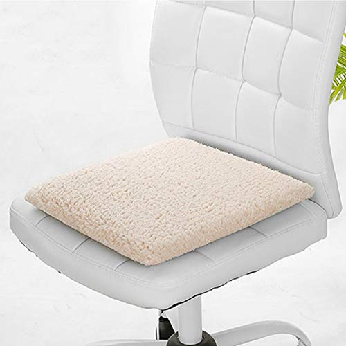 MOOOEHYM Warmer Komfort Stuhl Kissen,Quadratischer Memory-Schaum Sitzkissen,Für Home Office Stuhl Pad Winter Plüsch Lamm Wolle Kissen Auto Sitzpolster Dick-Beige 40x40cm(16x16inch) von MOOOEHYM