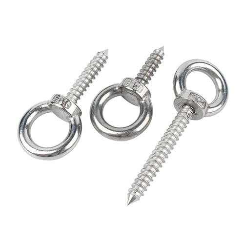 MOOPW Edelstahl 304 Öschrauben Mit Ring Selbstschneidende Schrauben Ösen Haken Ringförmig Audio Selbstbohrende Schrauben M8 x 40mm 1 Pcs von MOOPW