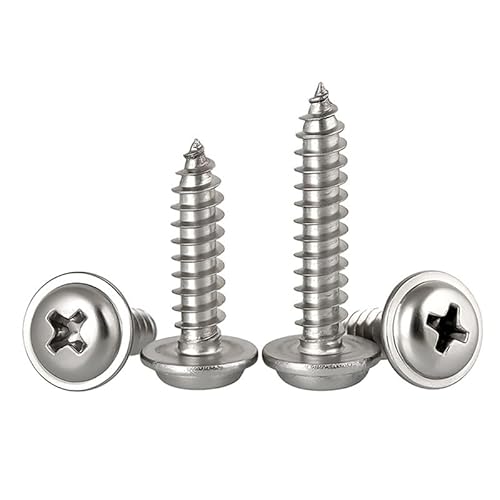 MOOPW Edelstahl 304 mit Unterlegscheibe Rundkopf Selbstschneidende Schrauben Kreuz Linsenkopf Holzschraube M2 x 10mm 100 Pcs MOOPW Edelstahl 304 mit Unterlegscheibe Rundkopf Selbstschneidende Schrauben Kreuz Linsenkopf Holzschraube M2 x 10mm 100 Pcs von MOOPW