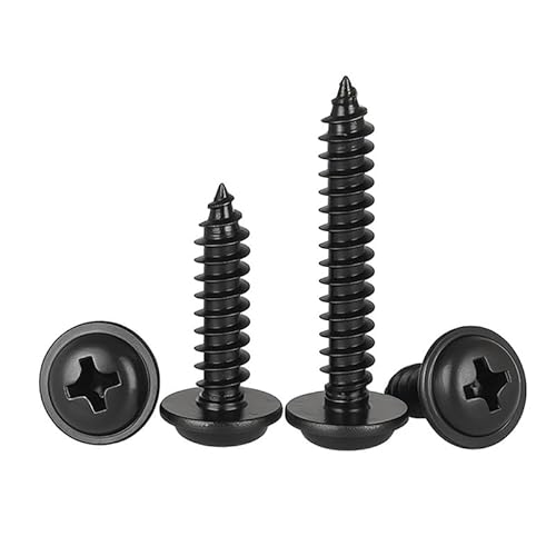 MOOPW Edelstahl 304 mit Unterlegscheibe Rundkopf Selbstschneidende Schrauben Kreuz Linsenkopf Holzschraube M2 x 4mm 100 Pcs von MOOPW