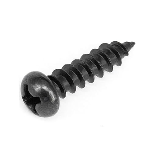 MOOPW Runder Kopf Holzschrauben Kohlenstoffstahl Eisen Schwarz Selbstschneidend Kreuzschlitz Pan Kopf Selbstbohrende Schrauben M1.7 x 5mm 500 Pcs (Kopf 2.8mm) von MOOPW