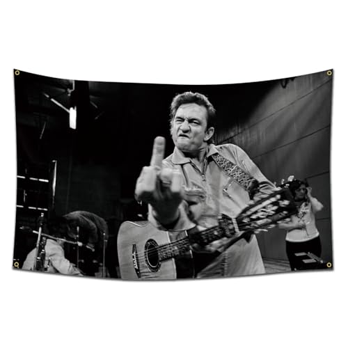 Moor Johnny Cash Tapisserie-Banner Garage Werkstatt Flagge (90 x 152 cm, lebendige Farben, Polyester) für Männerhöhle, Schlafsaal, Geschenk von MOOR
