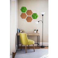 Pinnwand | Moospaneel Hexagon Mit Oder Ohne Rahmen Kork Elemente Mooswand Moosbild Sechseck Islandmoos von MOOSLO