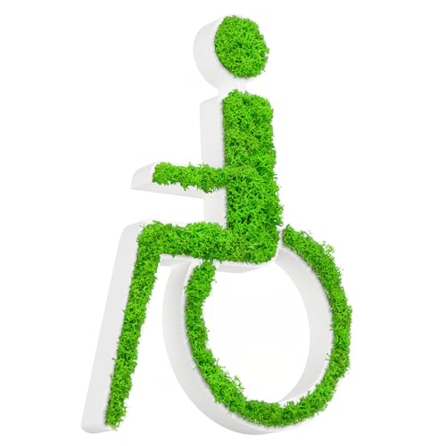 MOOSWERK Behinderten-WC Türschild mit echtem Moos | Natürliches und stilvolles WC-Schild für barrierefreie Toiletten in Weiß | Einfache Anbringung mit Klebepunkten | Dekoratives Handicap-Schild von MOOSWERK