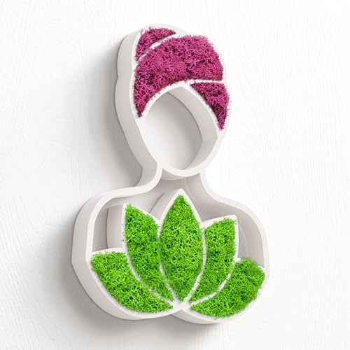 MOOSWERK Natürliches Moos Türschild Selbstklebend Wellness Schild | Moosbild Deko für Spa Weiß | Nachhaltige Wanddeko für Innen von MOOSWERK