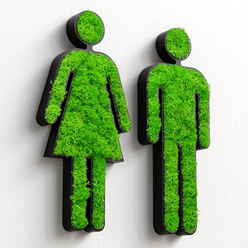 MOOSWERK WC Türschild Frau & Mann mit echtem Moos | Selbstklebendes Toilettenschild für Gäste-WC, Unisex-Toilette & Badezimmer in Schwarz | Natürliches Moosbild Türdeko ohne Bohren MOOSWERK WC Türschild Frau & Mann mit echtem Moos | Selbstklebendes Toilettenschild für Gäste-WC, Unisex-Toilette & Badezimmer in Schwarz | Natürliches Moosbild Türdeko ohne Bohren von MOOSWERK
