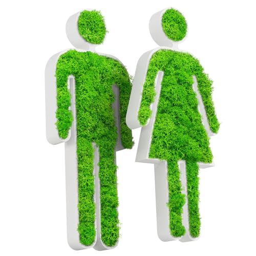 MOOSWERK WC Türschild Frau & Mann mit echtem Moos | Selbstklebendes Toilettenschild für Gäste-WC, Unisex-Toilette & Badezimmer in Weiß | Natürliches Moosbild Türdeko ohne Bohren MOOSWERK WC Türschild Frau & Mann mit echtem Moos | Selbstklebendes Toilettenschild für Gäste-WC, Unisex-Toilette & Badezimmer in Weiß | Natürliches Moosbild Türdeko ohne Bohren von MOOSWERK
