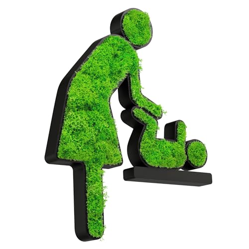 MOOSWERK Wickelraum Türschild mit echtem Moos | Selbstklebendes WC Schild mit Frau und Baby in Schwarz | Natürliches Toilettenschild für Gäste-WC, Stillzimmer & Wickelbereiche MOOSWERK Wickelraum Türschild mit echtem Moos | Selbstklebendes WC Schild mit Frau und Baby in Schwarz | Natürliches Toilettenschild für Gäste-WC, Stillzimmer & Wickelbereiche von MOOSWERK