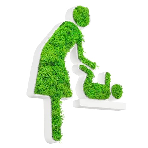 MOOSWERK Wickelraum Türschild mit echtem Moos | Selbstklebendes WC Schild mit Frau und Baby in Weiß | Natürliches Toilettenschild für Gäste-WC, Stillzimmer & Wickelbereiche MOOSWERK Wickelraum Türschild mit echtem Moos | Selbstklebendes WC Schild mit Frau und Baby in Weiß | Natürliches Toilettenschild für Gäste-WC, Stillzimmer & Wickelbereiche von MOOSWERK