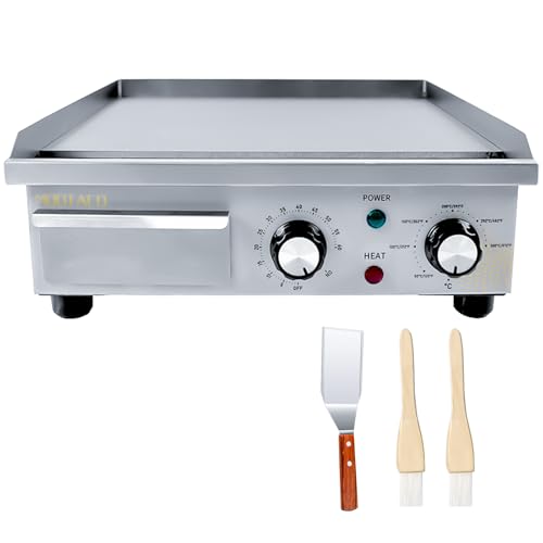 MOOTACO Elektrische Grillplatte, Profi Gastro Elektrogrill Elektrische Grillplatte mit 36 x 30 cm Grillfläche, Grillplatte Elektrisch glatt, Tischgrill mit Zeitschaltuhr von MOOTACO