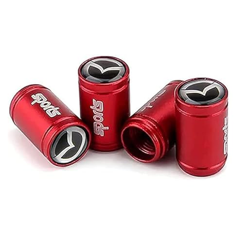 4 Stück Auto Ventilkappen Autoventil Kappe für Mazda 2 CX9 CX5 CX30 CX3 CX7, Ventilkappen mit Dichtung für Stabilen Reifendruck, Wasserdicht Staubdicht,Red 4 Stück Auto Ventilkappen Autoventil Kappe für Mazda 2 CX9 CX5 CX30 CX3 CX7, Ventilkappen mit Dichtung für Stabilen Reifendruck, Wasserdicht Staubdicht,Red von MOOWI