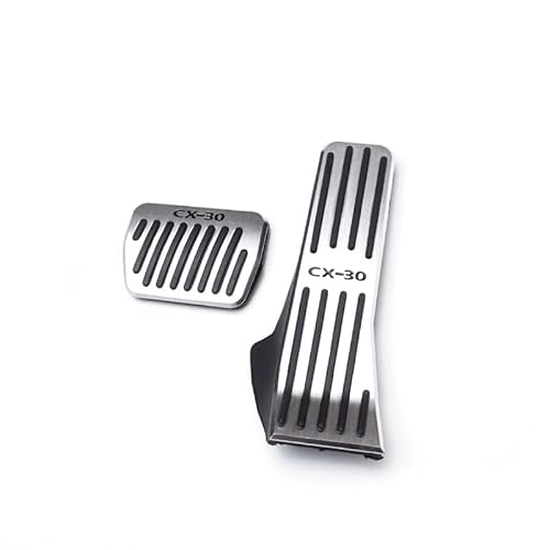 Auto Gaspedal Bremspedal für Mazda CX-30, rutschfeste Edelstahl Auto Pedale Abdeckung, Rostfreie Verschleißfeste Auto Bremspedalbeläge,B Silver-at Auto Gaspedal Bremspedal für Mazda CX-30, rutschfeste Edelstahl Auto Pedale Abdeckung, Rostfreie Verschleißfeste Auto Bremspedalbeläge,B Silver-at von MOOWI