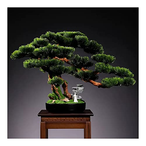 Künstlicher Bonsai-Baum Künstlicher Bonsai-Baum, künstliche Topfpflanze mit schwarzem Topf, großer künstlicher Bonsai-Baum, künstliche Zimmerpflanzen im Topf, 47 cm hoch (grün) Künstliche Bäume Pflanz von MOOWI