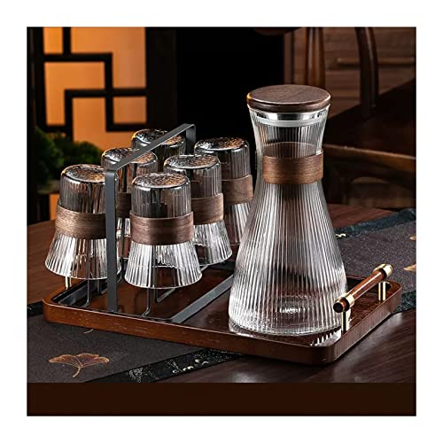 Wassergläser Chinesische vertikale Muster Glastassen Home Hochtemperaturbeständige Teetassen Wasserkocher Set Trinkbecher Verbrühungsschutz Wohnzimmer Tassen Trinkgläser, Trinkgläser (Color : D) von MOOWI