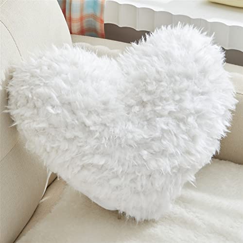 MOOWOO Flauschiges Herz Überwurfkissen mit Kissenbezug und Einlage, zotteliges Kunstfell, dekoratives Design für Innen und Außen Heart Shape-15.7X15.7Inches weiß MOOWOO Flauschiges Herz Überwurfkissen mit Kissenbezug und Einlage, zotteliges Kunstfell, dekoratives Design für Innen und Außen Heart Shape-15.7X15.7Inches weiß von MOOWOO
