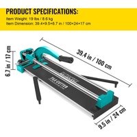 31 Zoll manuelle Fliesenschneider Doppelschienen & Klammern 3/5 in Cap mit präzisen Laser-Werkzeugen für Präzisionsschnitt - Mophorn von MOPHORN