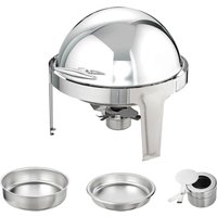 6 Qt Roll Top Chafing Dish Buffet-Set, 2er-Pack, runder Chafing Dish aus Edelstahl mit großen Pfannen, Catering-Wärmebehälter mit Deckel, 6 Qt Roll Top Chafing Dish Buffet-Set, 2er-Pack, runder Chafing Dish aus Edelstahl mit großen Pfannen, Catering-Wärmebehälter mit Deckel, von MOPHORN