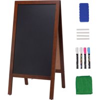 Mophorn - a Frame Kreidetafel-Schild, doppelseitige Bürgersteig-Schilder, freistehende Vintage-Holz-Kreidetafel mit Kreiden & Magnetischer von MOPHORN