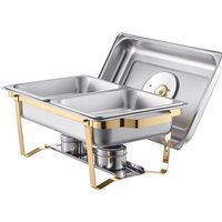 Chafing-Dish-Set aus Edelstahl, 4 Qt, 2er-Pack, enthält 4 Pfannen halber Größe, rechteckigen Catering-Wärmer mit Glasdeckel, Wasserpfanne, von MOPHORN