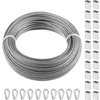 Drahtseil-Set, 1/8 Zoll, 100 Fuß, 316 Edelstahl, 1600 lbs Bruchfestigkeit, für Terrassenzäune im Außenbereich - Mophorn von MOPHORN