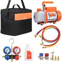 Mophorn - 1/4 ps 4,5 cfm AC-Vakuumpumpe und Manometer-Set, einstufiges Drehschieber-HVAC-Kit, Manifold-Manometer mit dreifarbigem Schlauch und Mophorn - 1/4 ps 4,5 cfm AC-Vakuumpumpe und Manometer-Set, einstufiges Drehschieber-HVAC-Kit, Manifold-Manometer mit dreifarbigem Schlauch und von MOPHORN