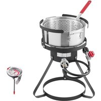 Mophorn - 10 Qt Fischfritteuse, Aluminium-Propan-Meeresfrüchte-Fritteusen-Set, Fritteuse für den Außenbereich mit Thermometer, Korb und 54.000 von MOPHORN