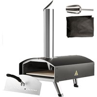 Mophorn - 12-Zoll-Outdoor-Pizzaofen, mit Holzpellets und Holzkohle befeuert, tragbarer Pizzamaker aus Edelstahl mit Pizzastein, wasserdichter von MOPHORN