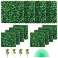 Mophorn - 12pcs künstliche Buchsbaum Panel uv 20x20" 4cm grüne Hecke Wand Panels gefälschte Gras Hintergrund Privatsphäre Zaun für Indoor Outdoor von MOPHORN