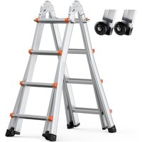 Mophorn - 15 ft Teleskopleiter A-Rahmen, kompakte Aluminiumverlängerung, multifunktionale zusammenklappbare Wohnmobilleiter für Zuhause, Treppen, von MOPHORN